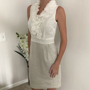 LOFT White/beige Ruffle Dress 00P